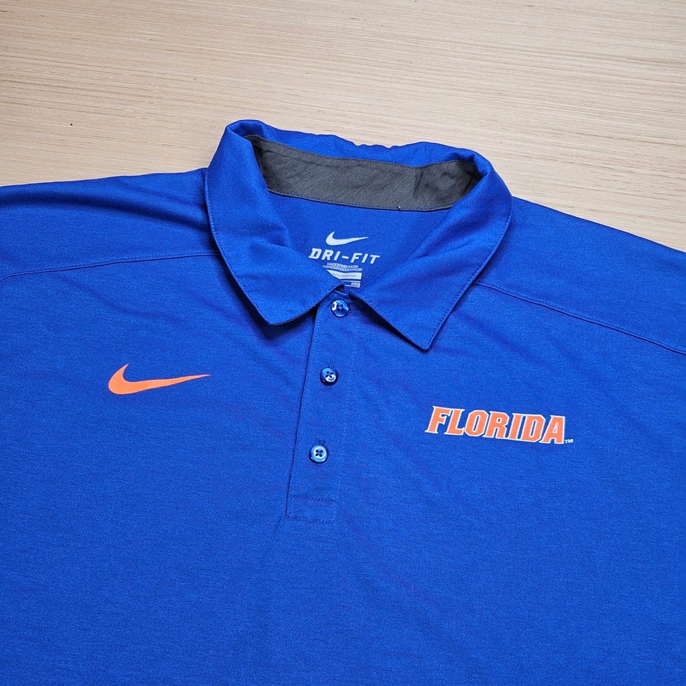 Florida Gators Nike Polo Shirt Men XXL Blue Dri-Fit Short Sleeve Golf Top